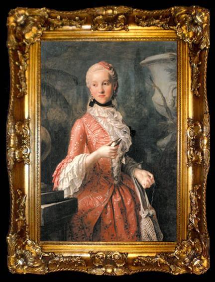 framed  Pietro Antonio Rotari Portrait of Marie Kunigunde of Saxony (1740-1826), Abbess of Thorn and Essen, daughter of Augustus III of Poland, ta009-2